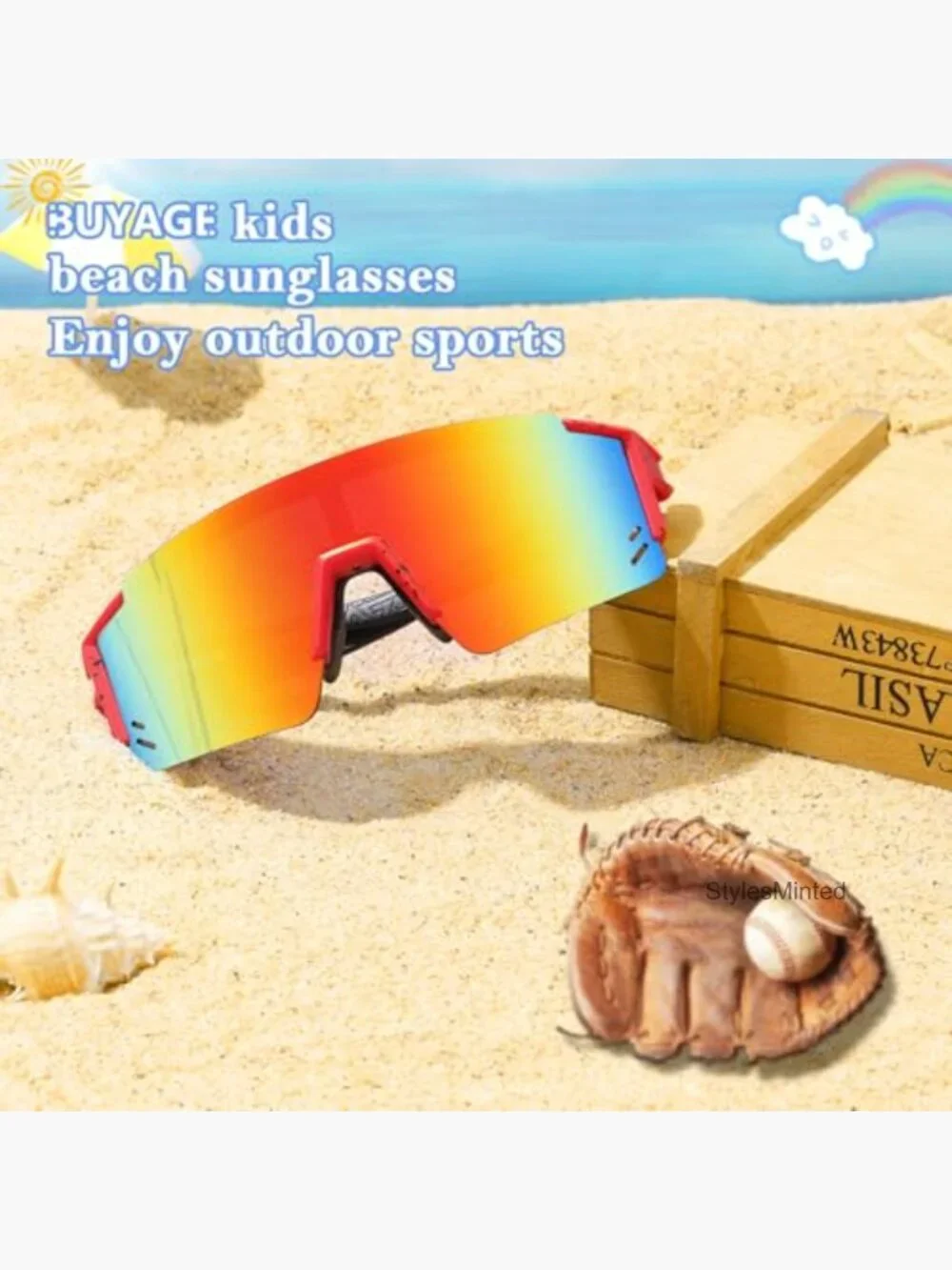 Kids Sunglasses UV400 Sports Shades for Baseball Softball Cycling Teens Boys